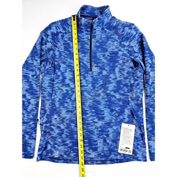 Lululemon Size Medium Mens Blue Camo Surge Warm 1/2 Zip Pocket Thumb Slot Nwt - Picture 12 of 13
